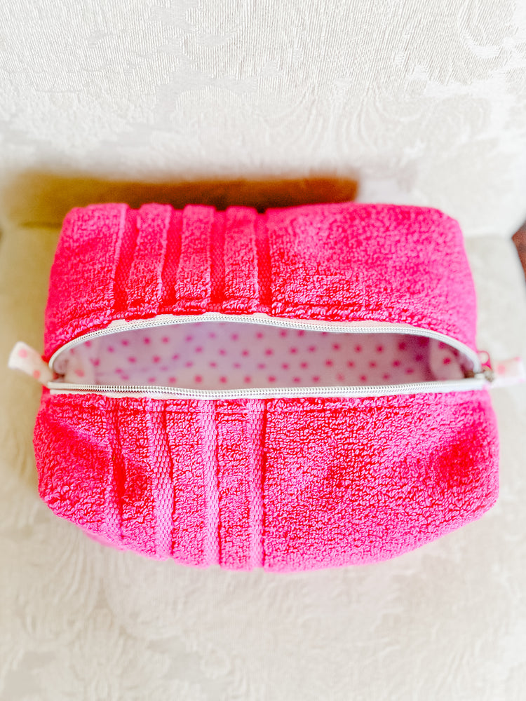 Pink Terry Cloth Toiletry/Cosmetic Bag
