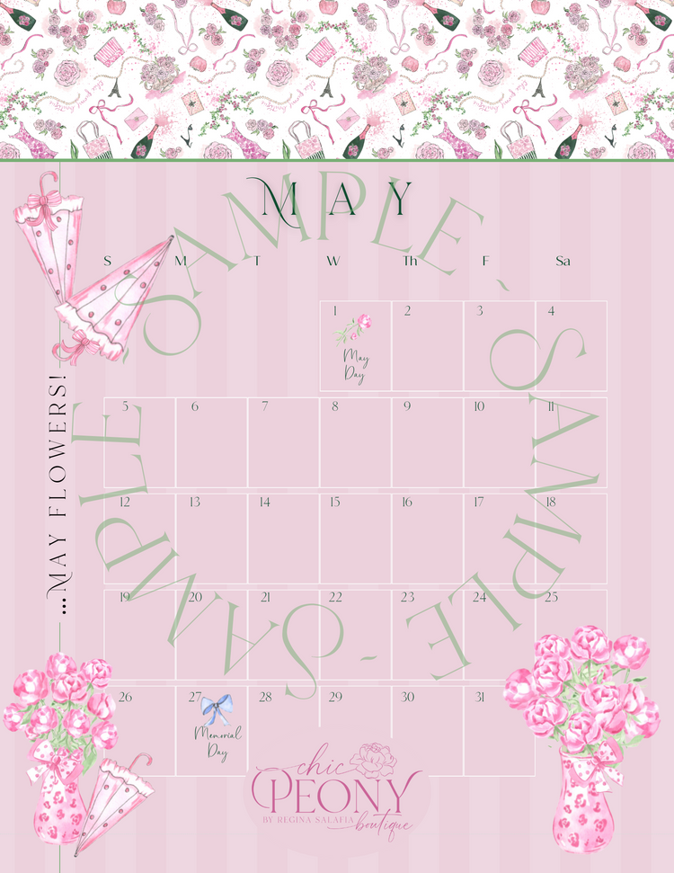 2024 Chic Peony Holiday Desk Calendar 4x6” with Stand