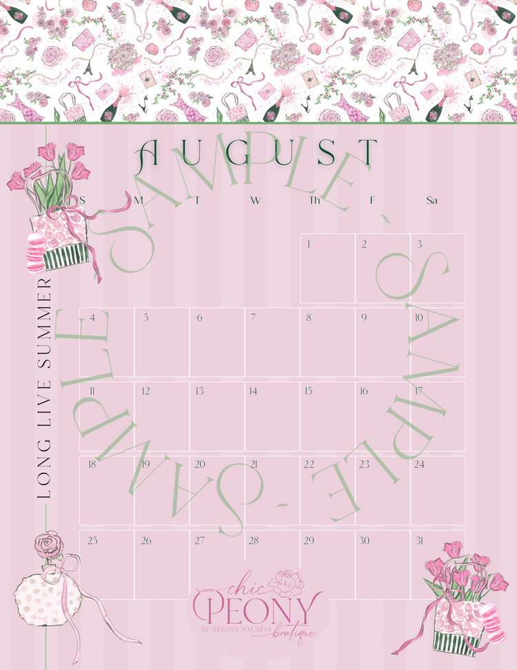 2024 Chic Peony Holiday Desk Calendar 4x6” with Stand