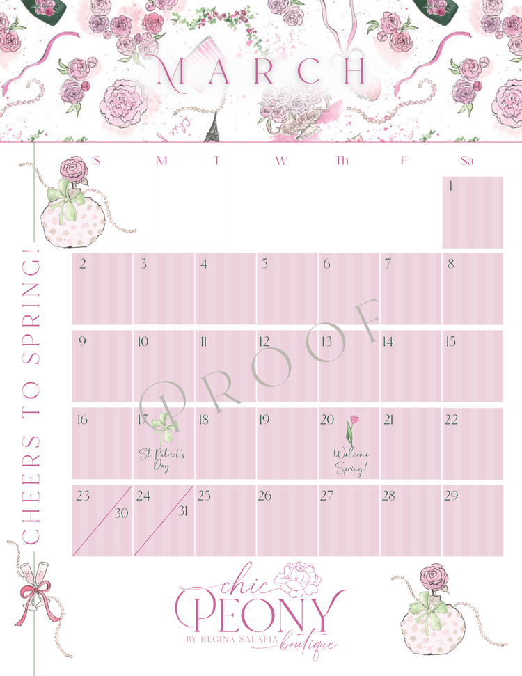 2025 Chic Peony Holiday Desk Calendar with Stand
