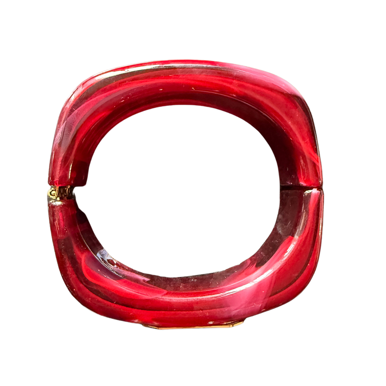 Parisian Retro Chunky Resin Hinge Bracelets with Gemstone