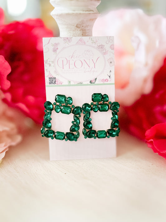 Simply Bold Emerald Colored Earrings