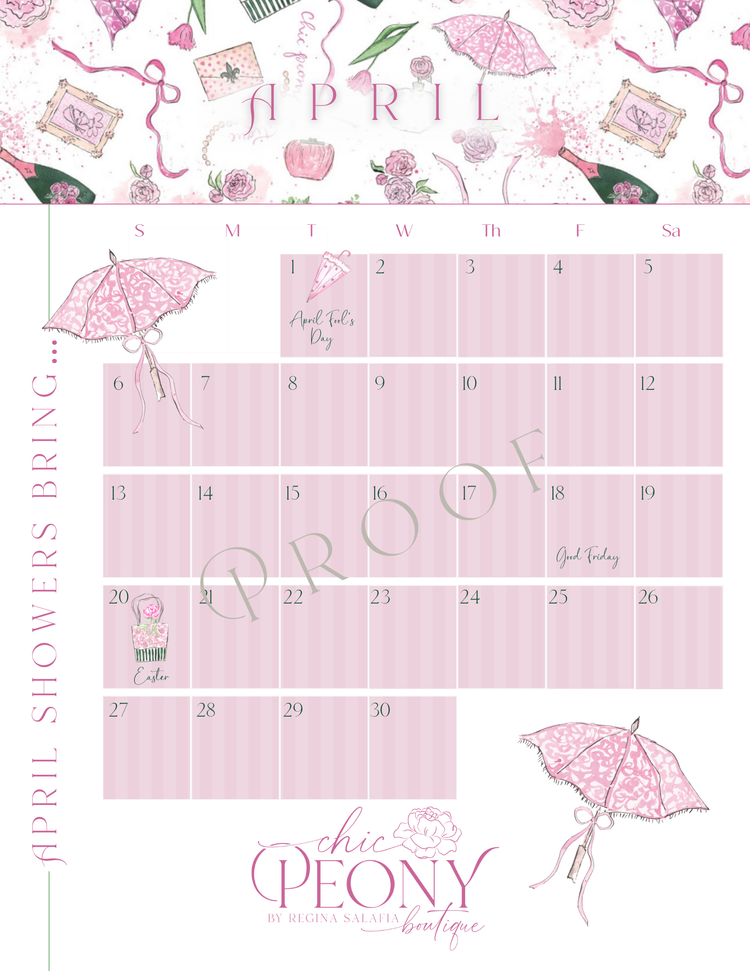 2025 Chic Peony Holiday Desk Calendar with Stand