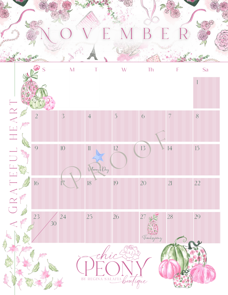 2025 Chic Peony Holiday Desk Calendar with Stand