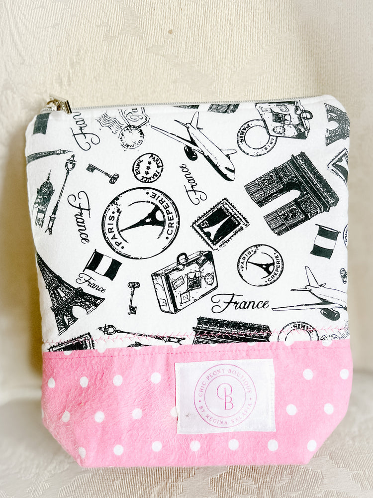 Parisian II Themed Handmade Knitting/Crocheting/Cross Stitching Project Bag - Yarn Bowl