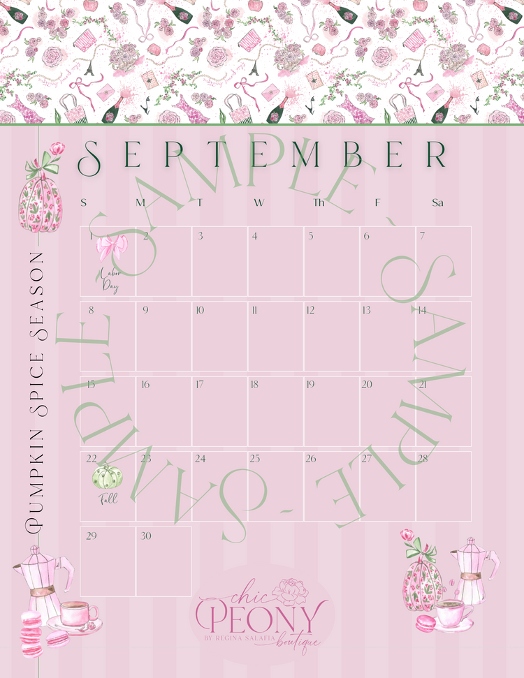 2024 Chic Peony Holiday Desk Calendar 4x6” with Stand