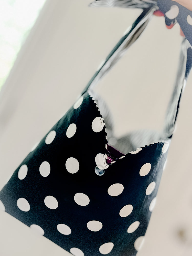 Chic Vintage Black & White Polka Dot French Bow Bag