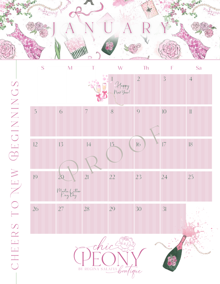 2025 Chic Peony Holiday Desk Calendar with Stand