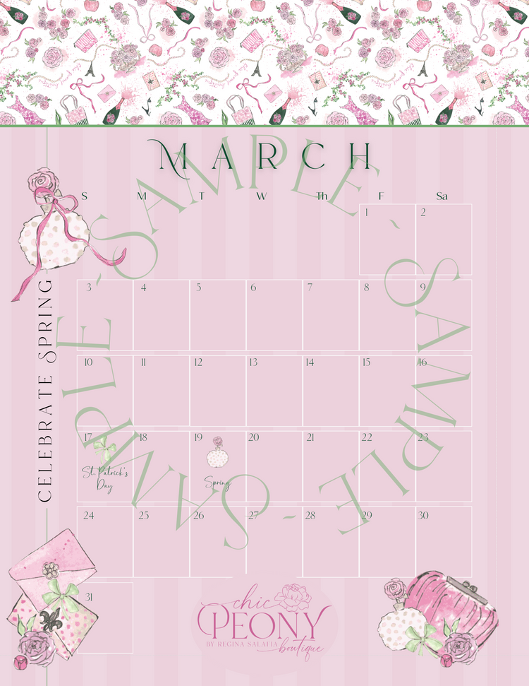 2024 Chic Peony Holiday Desk Calendar 4x6” with Stand