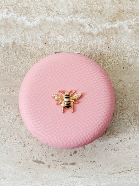 Pink Vintage-Glam Pocket Mirror