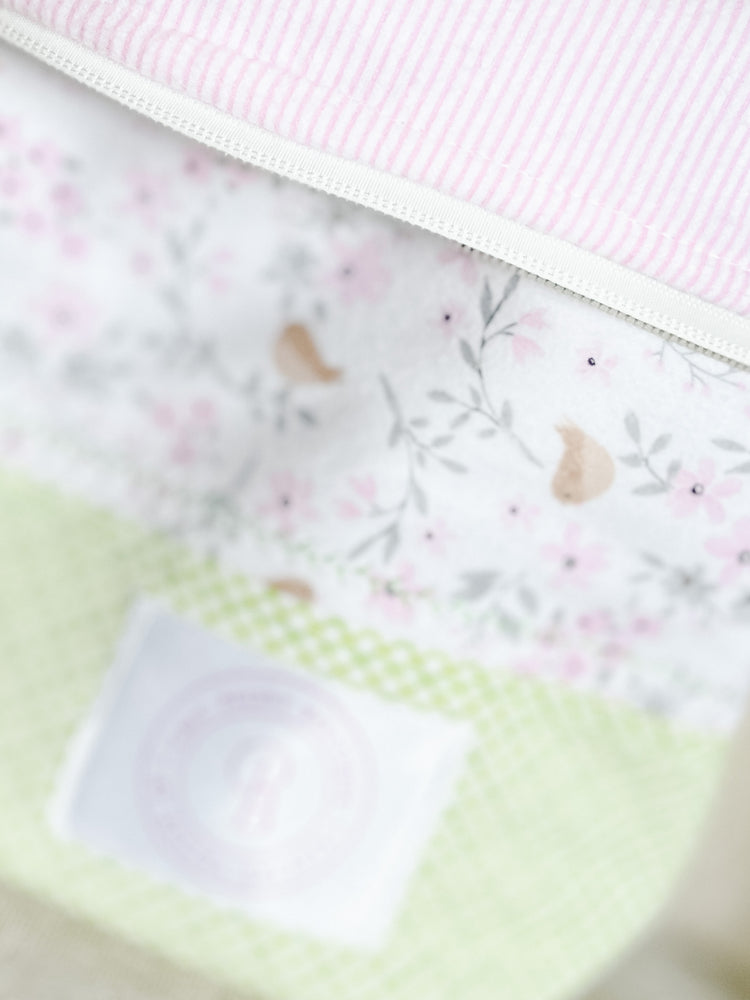 Handmade Knitting/Crocheting/Cross Stitching Project Bag - Yarn Bowl Featuring Cherry Blossoms and Birds