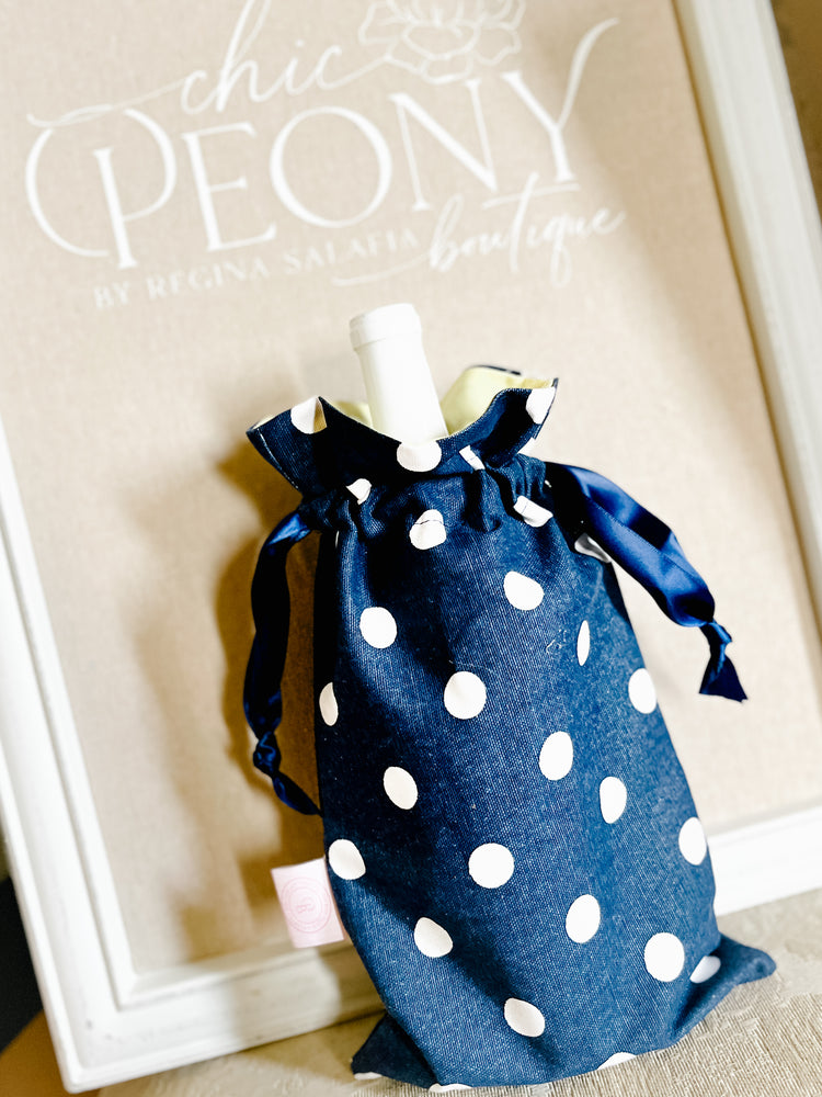 Polka Dot Wine or Champagne Bag