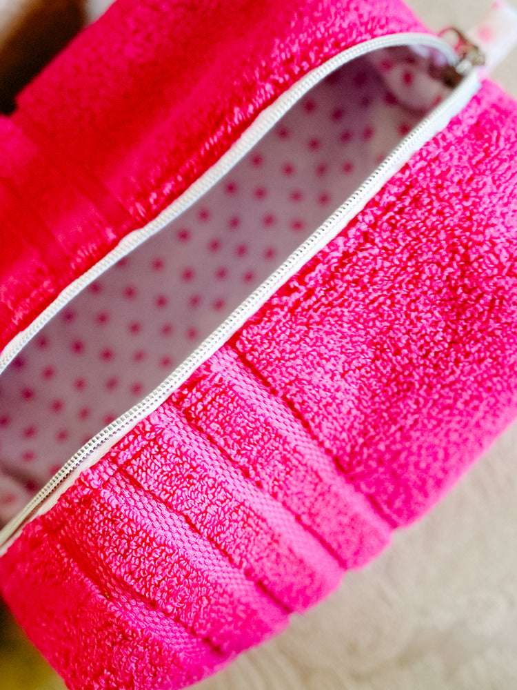 Pink Terry Cloth Toiletry/Cosmetic Bag