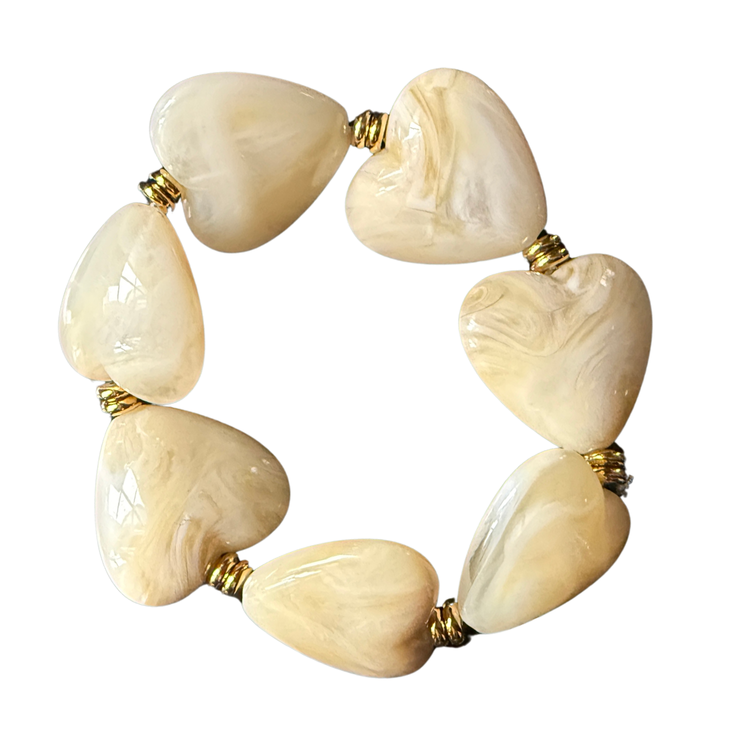 Parisian Chunky Resin Bracelets in Ivory and Translucent Emerald – Hinge & Stretch Statement Bangles