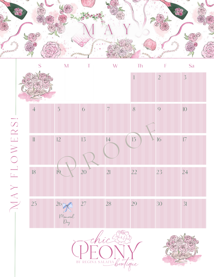 2025 Chic Peony Holiday Desk Calendar with Stand