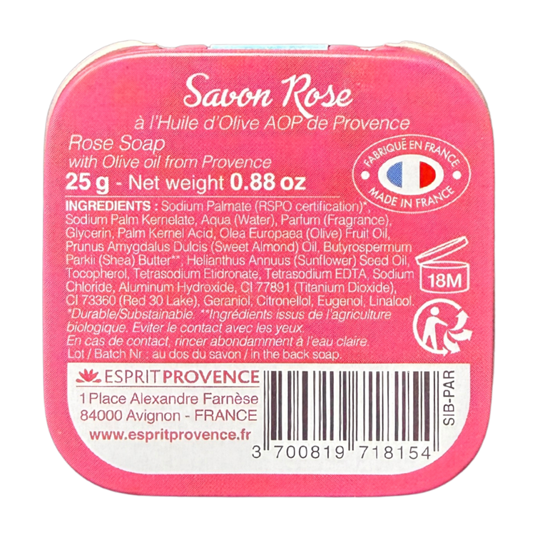 Savon Rose Soap in Springtime Collectible Tin – Olive Oil French Soap from Provence – Travel Size Paris Gift (0.88 oz)