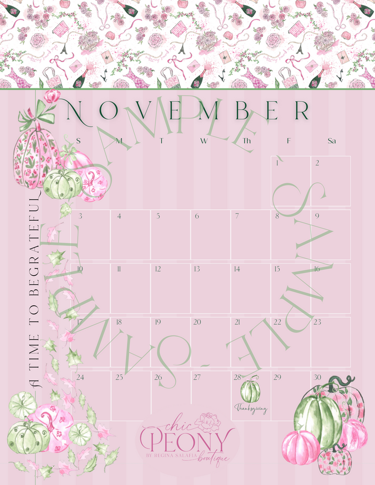 2024 Chic Peony Holiday Desk Calendar 4x6” with Stand