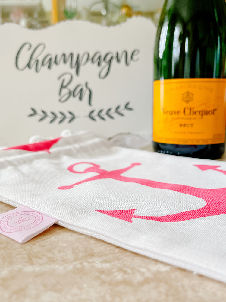 Wine or Champagne Bag in Nautical Print