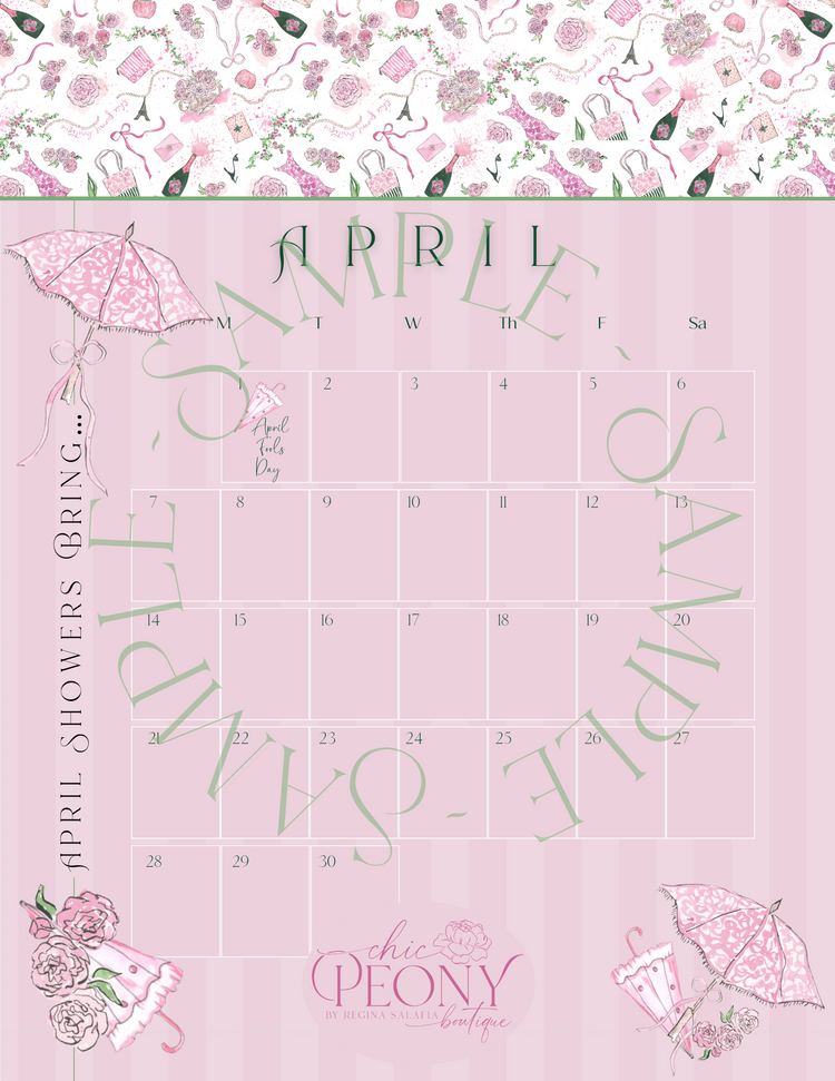 2024 Chic Peony Holiday Desk Calendar 4x6” with Stand