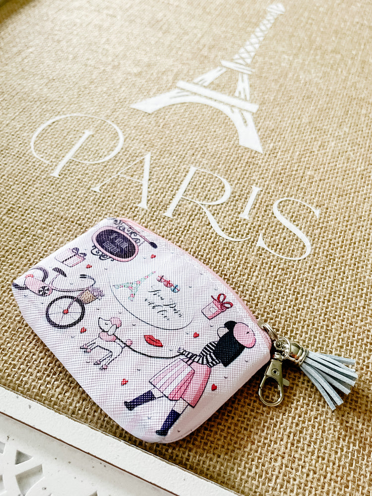 From Paris with Love Zipper Bag with Clip & Tassel