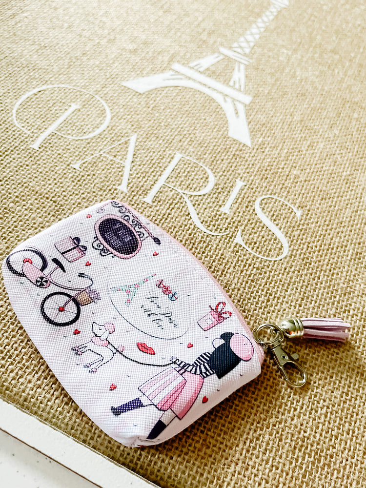 From Paris with Love Zipper Bag with Clip & Tassel