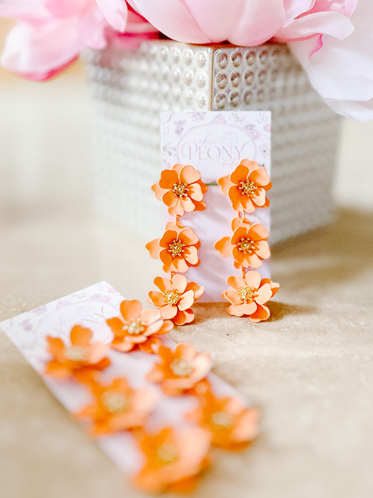 Apricot Peony Drop Earrings