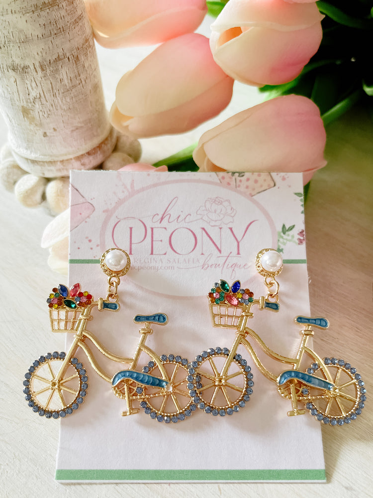 Island Blue Bicycle Earrings