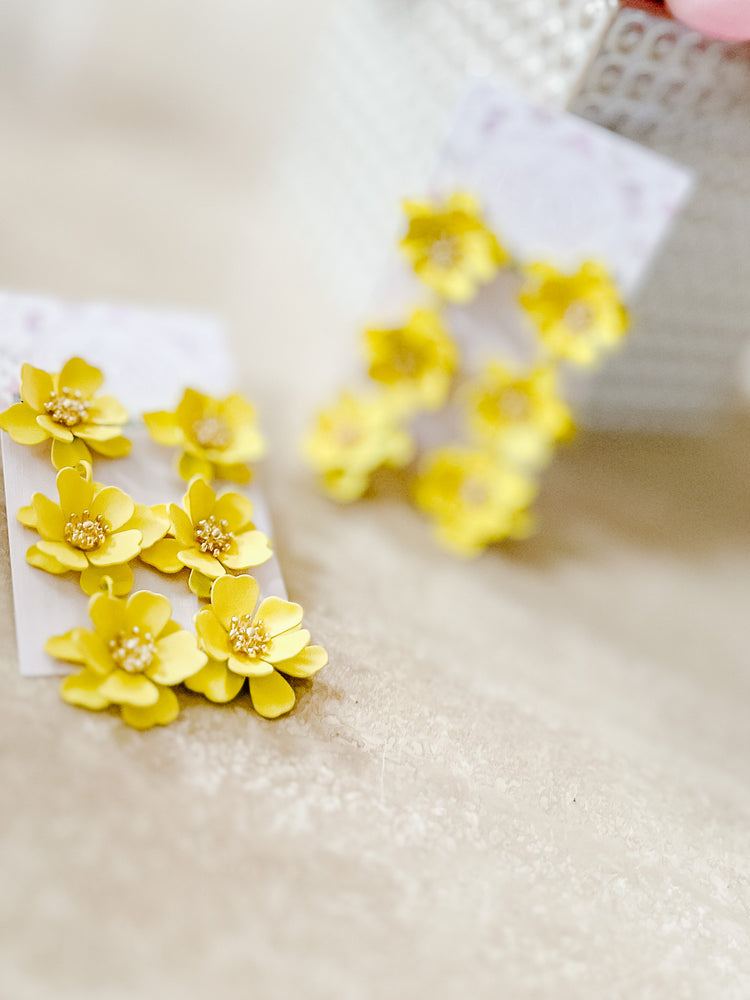 Golden Peony Drop Earrings