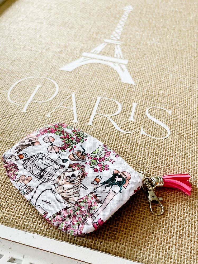 Parisian Woman Zipper Bag with Clip & Tassel