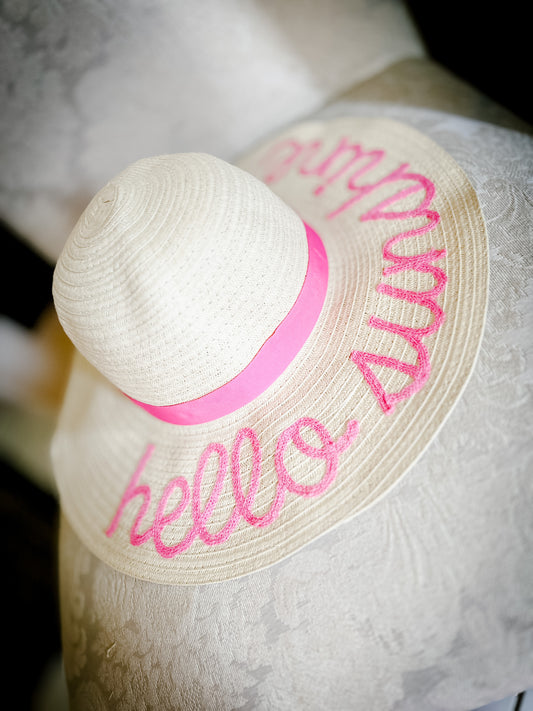 “Hello Sunshine” Floppy Sun Hat with Pink Accent