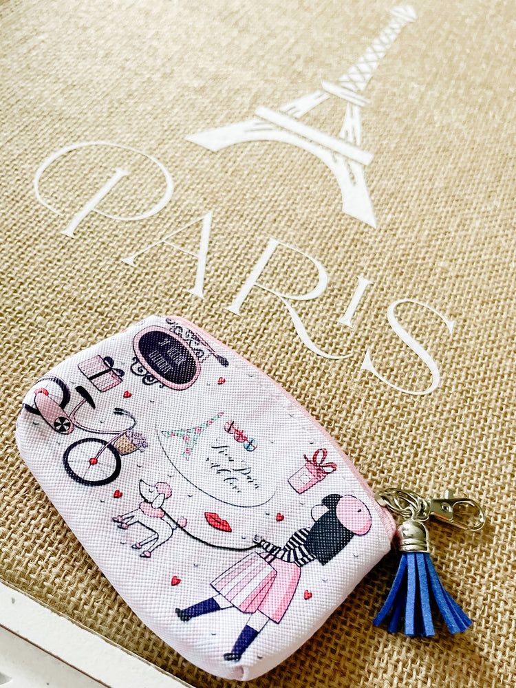 From Paris with Love Zipper Bag with Clip & Tassel