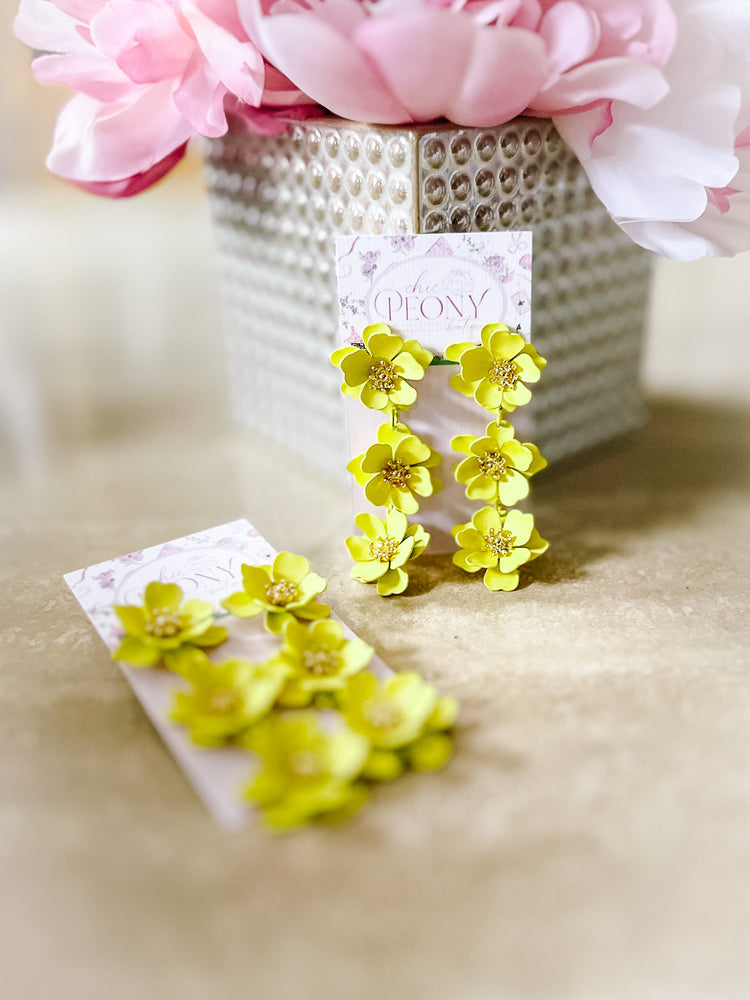 Golden Peony Drop Earrings