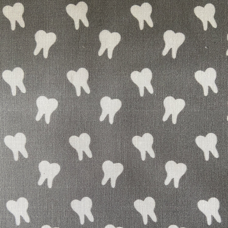 Gray and white teeth fabric print