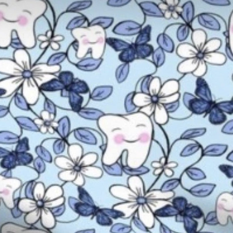 Blue floral teeth fabric