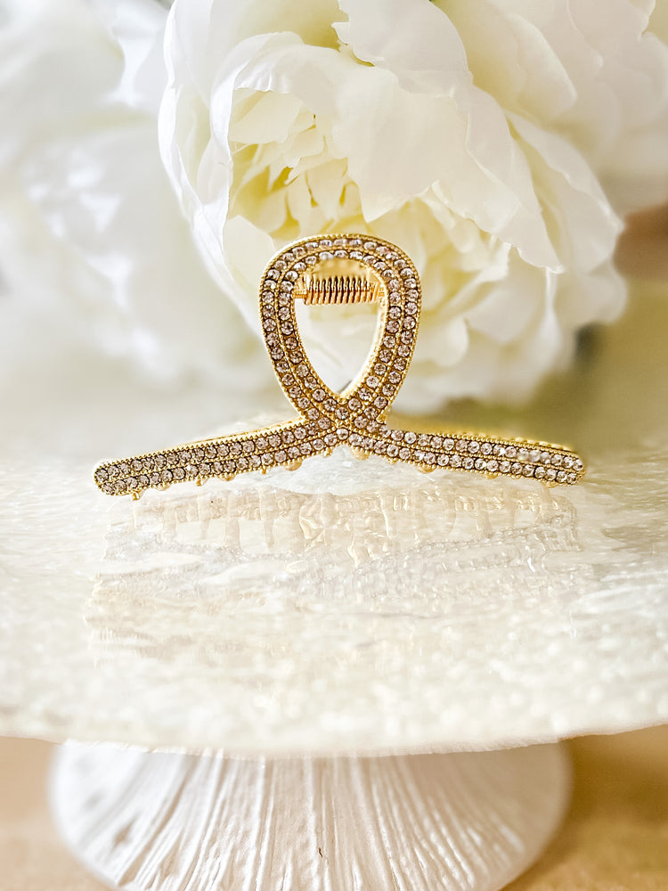 Gold & Rhinestone Luxe Hair Clip
