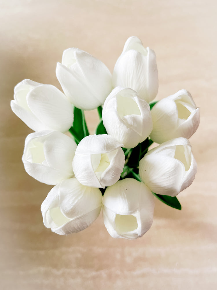 10 Life-Like White Tulips