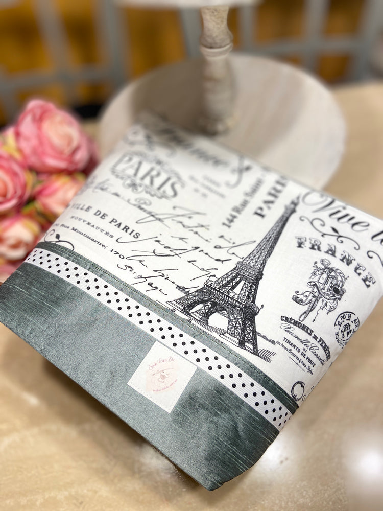 Paris Themed Handmade Knitting/Crocheting/Cross Stitching Project Bag - Yarn Bowl