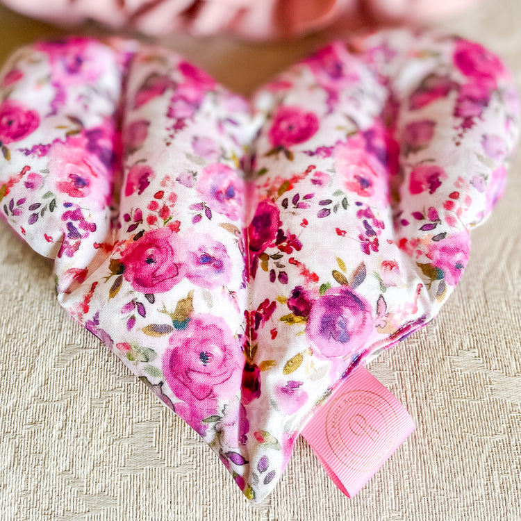 Large Heart Shaped Lavender or Peony Scented Hot/Cold Pack with Lavender Oil or Peony Oil Gift Set