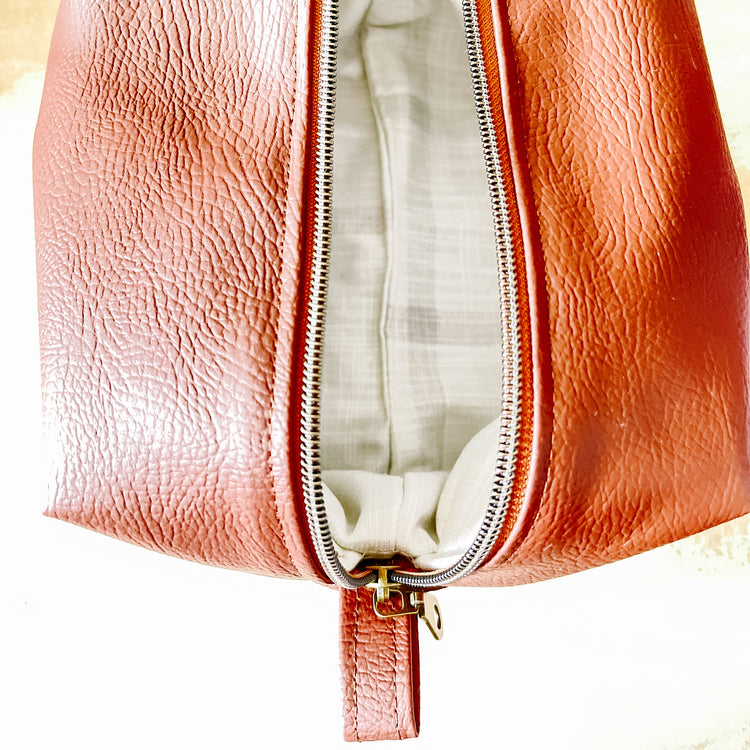Large Faux Leather Toiletry/Cosmetic Bag
