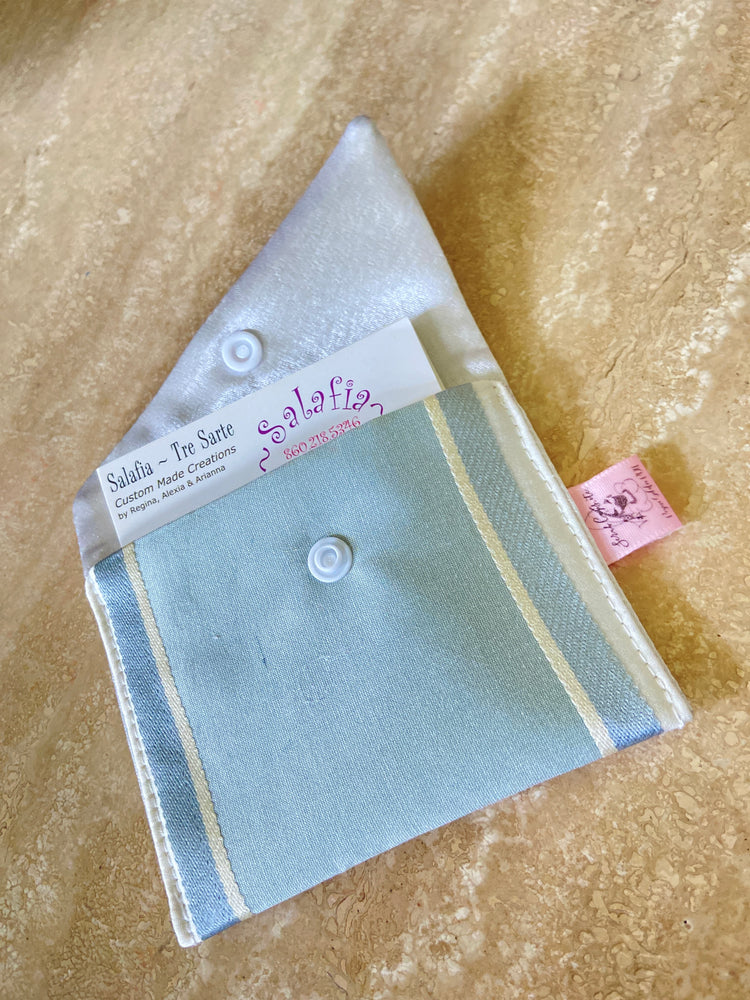 Coastal Grandmother Blue Elegant Silk Executive Business Card Holder Clutch