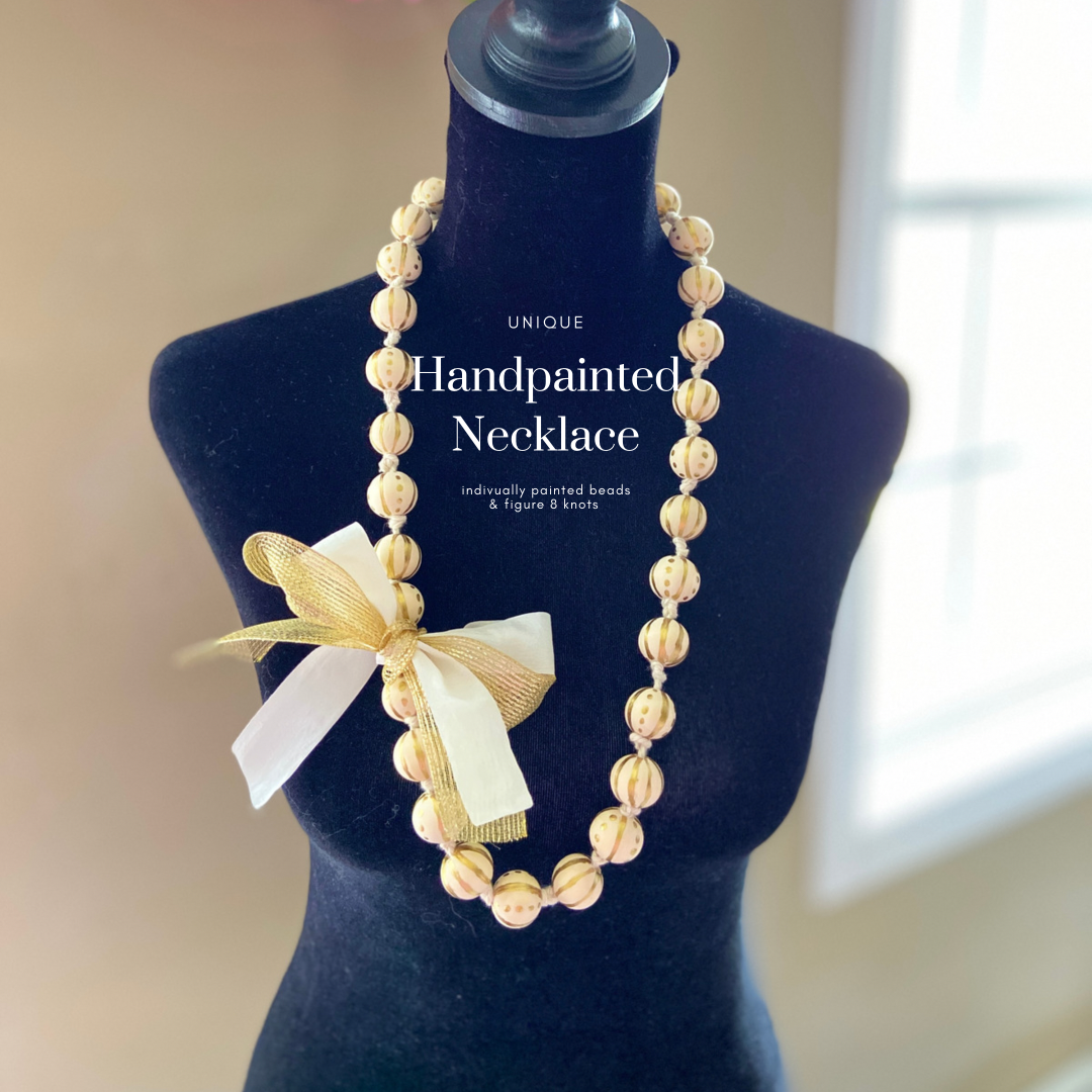 Hand painted bead necklace on sale