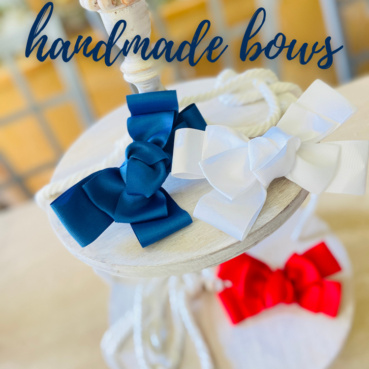 red, white nd blue hair bows