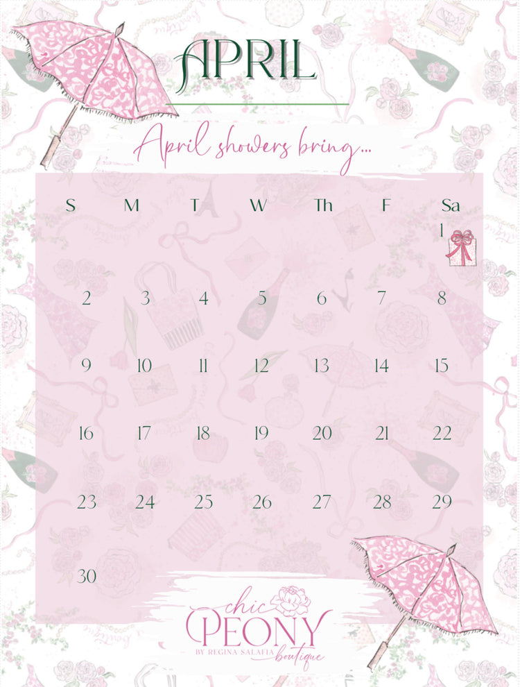 2023 Chic Peony Holiday Desk Calendar 4x6” with Stand