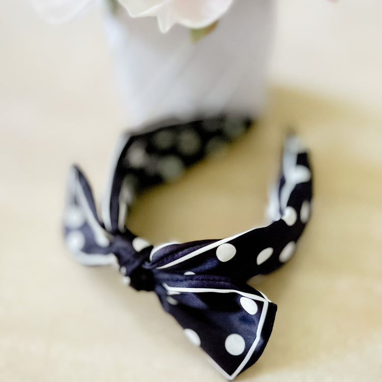 Retro Black & White Polka Dot Headband