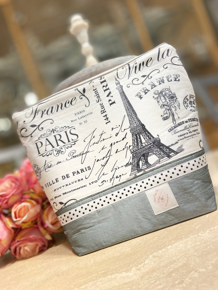 Paris Themed Handmade Knitting/Crocheting/Cross Stitching Project Bag - Yarn Bowl