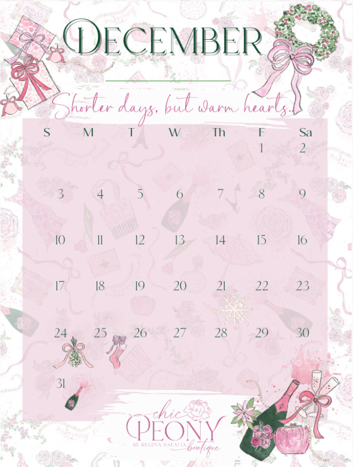 2023 Chic Peony Holiday Desk Calendar 4x6” with Stand