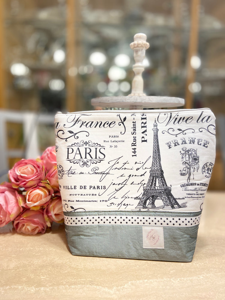 Paris Themed Handmade Knitting/Crocheting/Cross Stitching Project Bag - Yarn Bowl