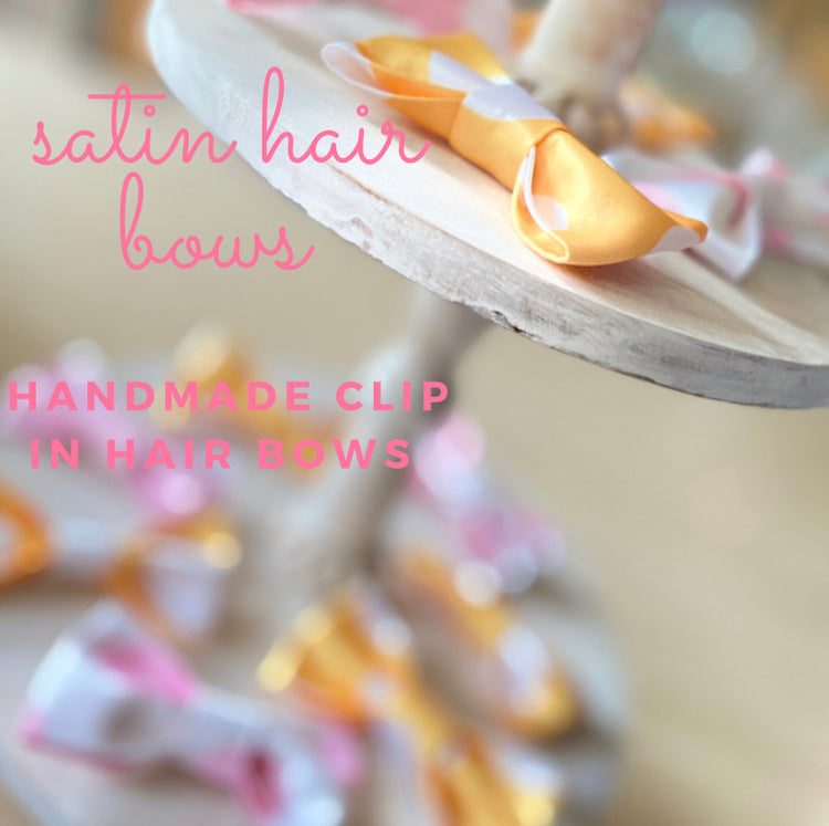 Elegant handmade quality made satin bows with alligator clips
