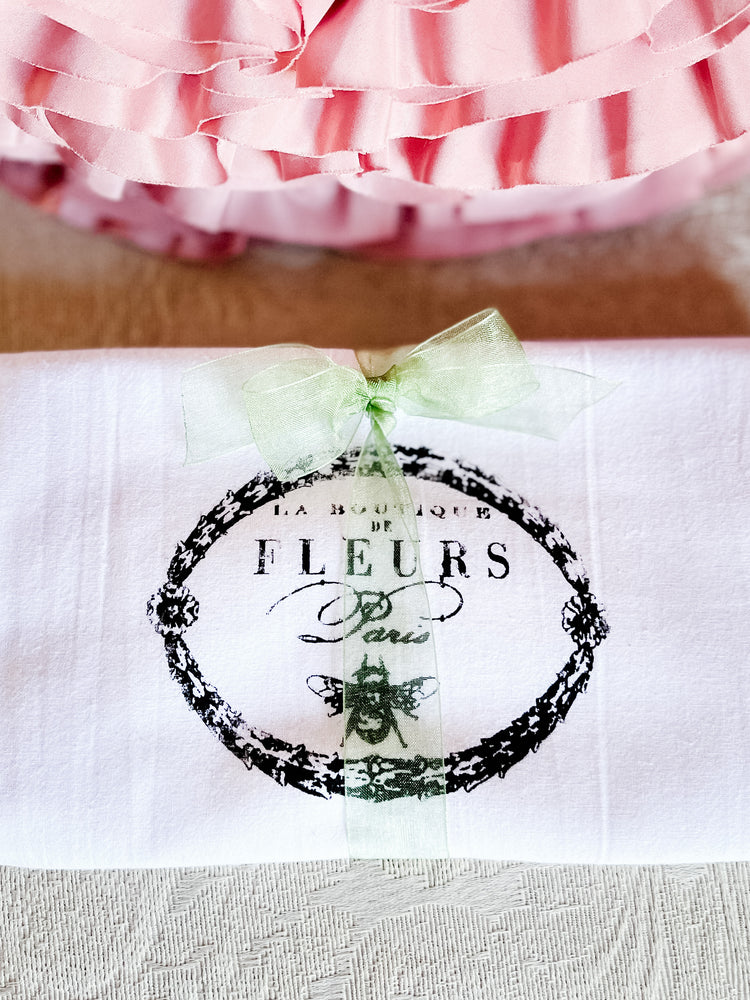 Hand Stenciled French Themed 100% Cotton Towels