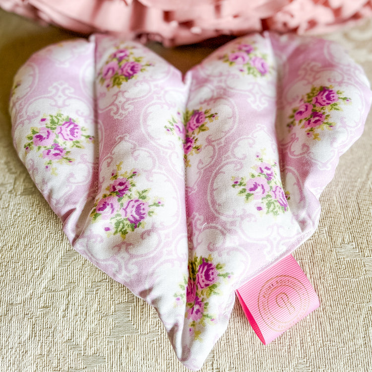 Handmade Large Heart Shaped Lavender or Peony Scented Hot/Cold Pack with Lavender Oil or Peony Oil Gift Set